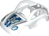 Duplo Car Body Coupe with Headlights, Light Aqua '34' and 'PLAY' Pattern