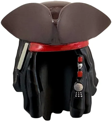 Minifigure, Hair Combo, Hair with Hat, Dreadlocks over Shoulders Short with Dark Brown Pirate Tricorne / Triangle, Red Bandana, Tan Stripe / Bone and Silver Beads Pattern