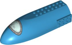 Aircraft Fuselage Forward Top Curved 6 x 16 x 3 with Space Rocket Window with Silver Frame Pattern