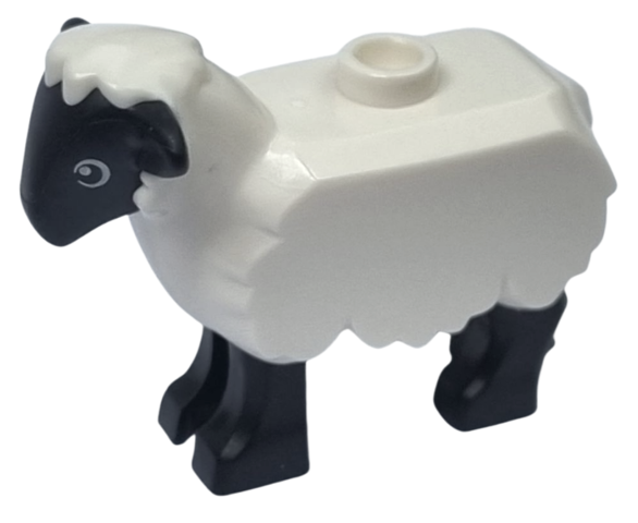 Sheep with Molded Black Head and Legs and Printed Eyes Pattern