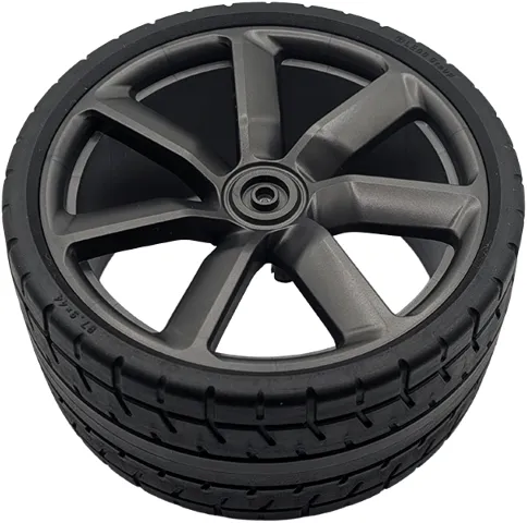 Wheel 75mm D. x 41mm Technic Racing Large, 7 Spokes Model Right Side (Spokes Slanted Right) with Black Tire 87.9 x 44 (7444 / 80279)