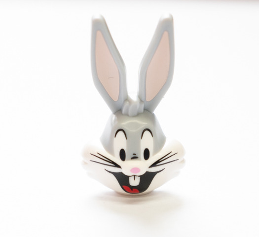 Minifigure, Head, Modified Looney Tunes Bugs Bunny with White Face and Black Whiskers Pattern