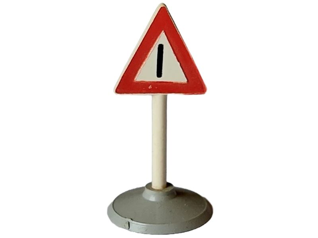 Road Sign with Post, Triangle with Generic Warning Pattern, Type 1 Base