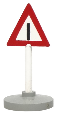 Road Sign with Post, Triangle with Generic Warning Pattern, Type 2 Base