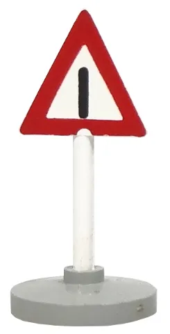 Road Sign with Post, Triangle with Generic Warning Pattern, Type 2 Base