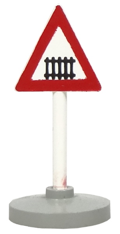 Road Sign with Post, Triangle with Level Crossing Pattern, Type 2 Base
