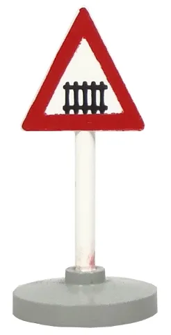Road Sign with Post, Triangle with Level Crossing Pattern, Type 2 Base