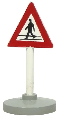 Road Sign with Post, Triangle with Man Crossing Pattern, Type 2 Base