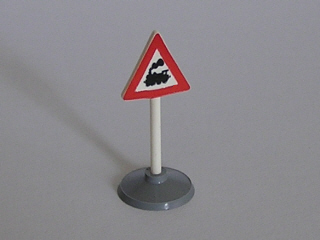 Road Sign with Post, Triangle with Train Engine Pattern, Type 1 Base