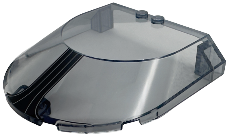 Windscreen 8 x 8 x 1 1/3 Curved with Black Window Frame and Thin Silver Lines Pattern