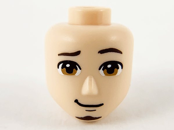 Mini Doll, Head Friends Male Large with Dark Brown Eyebrows and Soul Patch, Medium Nougat Eyes and Lopsided Grin Pattern (Flynn Rider)
