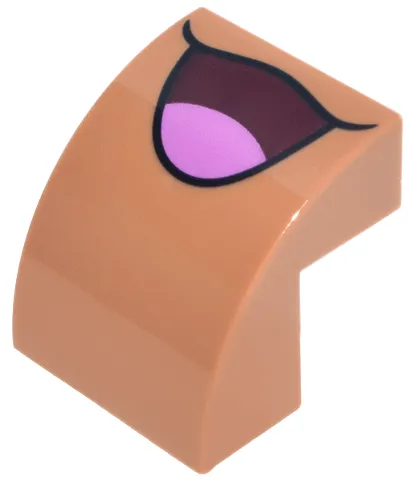 Slope, Curved 2 x 2 x 1 2/3 with Dark Red Open Mouth Smile with Dark Pink Tongue Pattern (Pokémon Eevee)