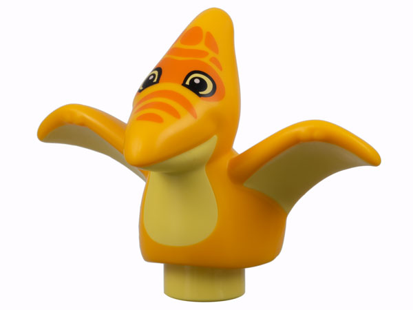 Duplo Dinosaur Pteranodon Baby with Bright Light Yellow Chest and Wings and Orange Markings Pattern