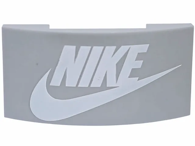 Slope, Curved 4 x 2 x 2/3 Double with White 'NIKE' and Swoosh Logo Pattern