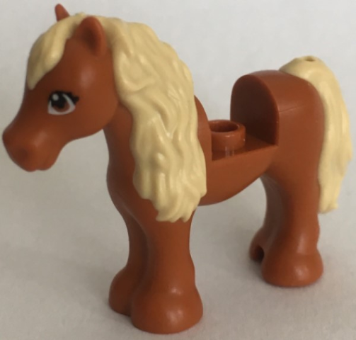 Horse, Friends Style, Pony with 1 x 1 Cutout with Molded Tan Mane and Tail and Printed Eyes Pattern