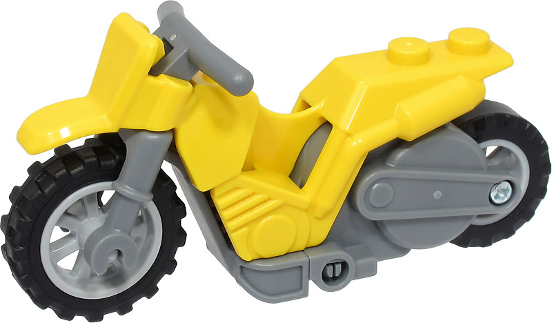 Stuntz Flywheel Motorcycle Dirt Bike with Dark Bluish Gray Frame, Light Bluish Gray Wheels, and Dark Bluish Gray Handlebars