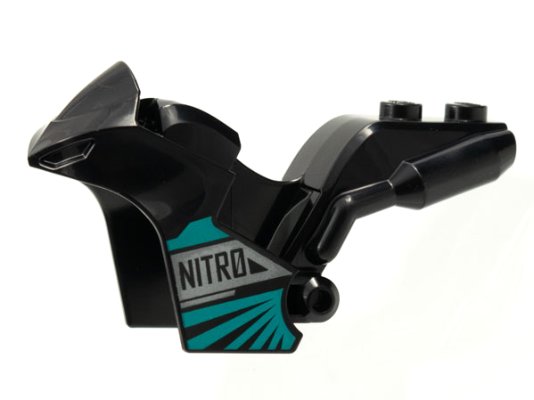 Motorcycle Fairing, Stuntz Sport Bike Tapered Front with 'NITRO' and Dark Turquoise Trim Pattern