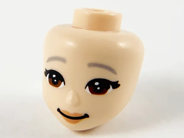 Mini Doll, Head Friends with Dark Bluish Gray Eyebrow, Reddish Brown Eyes and Peach Lips Pattern