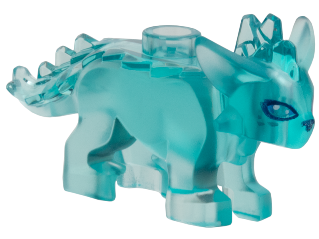 Fox, Treasure Creature with Spiked Ridge with Dark Blue Nose and Eye Outlines, Silver Irises and Spots Pattern