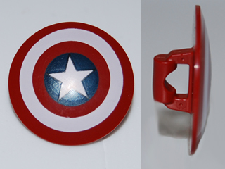 Minifigure, Shield Circular / Round Convex Face with White Ring, Star in Dark Blue Circle Pattern (Captain America)