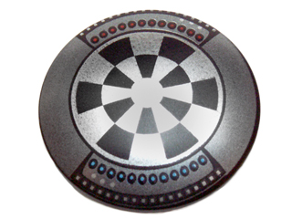 Minifigure, Shield Circular / Round Convex Face with Dart Board (Dejarik Hologame Board) Pattern