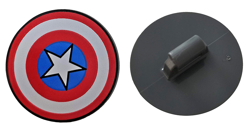 Minifigure, Shield Circular / Round Convex Face with Red and White Concentric Rings, Star in Blue Circle Pattern (Captain America)