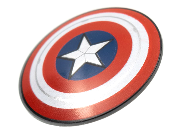 Minifigure, Shield Circular / Round Convex Face with Red and White Concentric Rings, Star in Dark Blue Circle Pattern (Captain America)