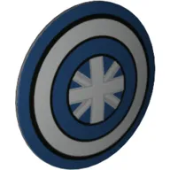 Minifigure, Shield Circular / Round Convex Face with Dark Blue and Silver Rings and British Union Jack Flag Pattern