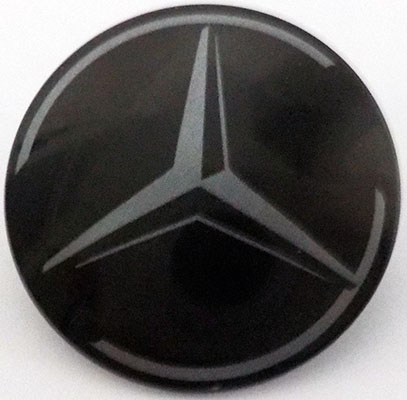 Minifigure, Shield Circular / Round Convex Face with Dark Silver Mercedes-Benz Logo Pattern