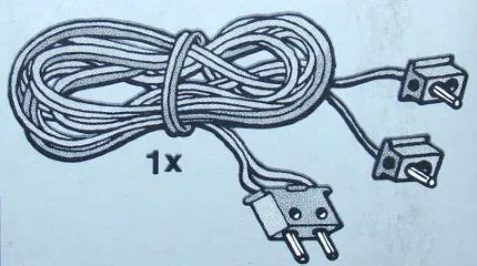 Electric, Wire 12V / 4.5V with two 1-prong connectors and one 2-prong connector without middle pin, 190 Studs Long