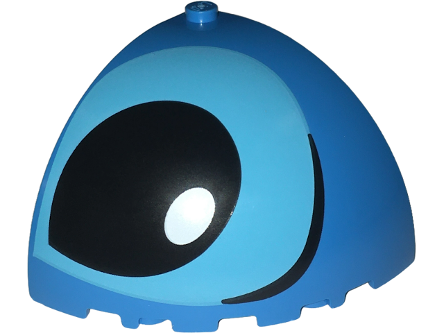 Brick, Round Corner 5 x 5 x 3 1/3 Dome Top with Medium Azure Eye, Black Eyebrow and Pupil and White Glint Pattern Model Right Side