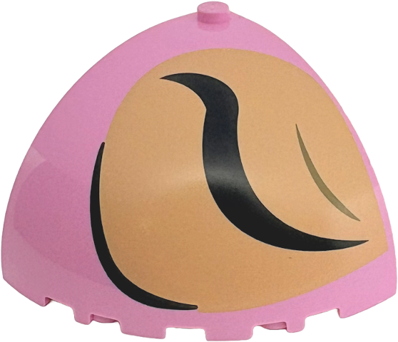 Brick, Round Corner 5 x 5 x 3 1/3 Dome Top with Tan Spot, Black Eyebrow and Eye Closed Pattern Model Left Side