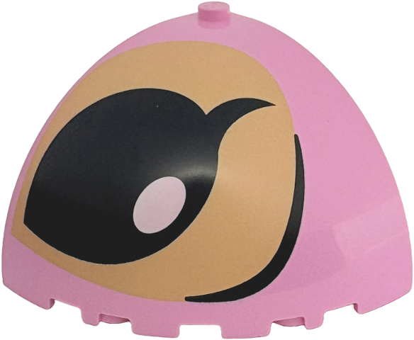 Brick, Round Corner 5 x 5 x 3 1/3 Dome Top with Tan Spot, Black Eyebrow and Eye Open with White Glint Pattern Model Right Side