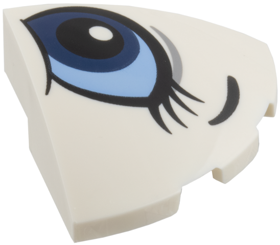 Slope, Curved 3 x 3 Corner Round with Black Eyebrow, Eyelashes, Dark Blue and Bright Light Blue Eye Pattern Model Left Side
