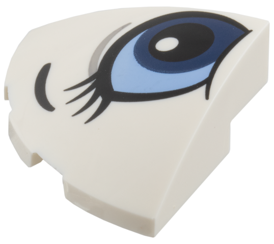 Slope, Curved 3 x 3 Corner Round with Black Eyebrow, Eyelashes, Dark Blue and Bright Light Blue Eye Pattern Model Right Side