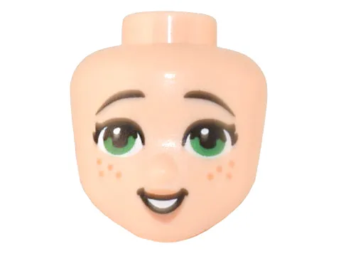 Mini Doll, Head Friends with Green Eyes, Freckles, Medium Nougat Lips and Open Mouth Pattern