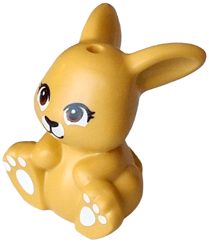 Bunny / Rabbit, Friends Style, Sitting with Reddish Brown Eyes, Black Nose and Mouth, White Muzzle and Paws Pattern (Honey)