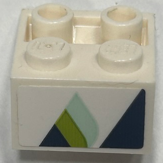 Slope, Inverted 45 2 x 2 with Hollow Round Bottom Tube with Dark Blue Triangles with Lime and Light Aqua Highlights Pattern Model Left Side (Sticker) - Set 60367