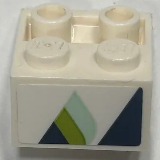 Slope, Inverted 45 2 x 2 with Hollow Round Bottom Tube with Dark Blue Triangles with Lime and Light Aqua Highlights Pattern Model Left Side (Sticker) - Set 60367