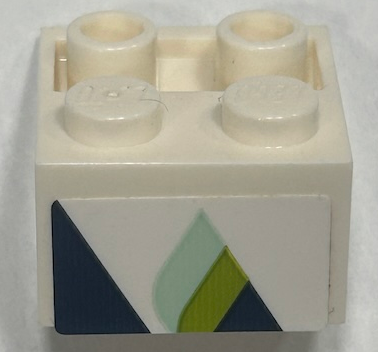 Slope, Inverted 45 2 x 2 with Hollow Round Bottom Tube with Dark Blue Triangles with Lime and Light Aqua Highlights Pattern Model Right Side (Sticker) - Set 60367