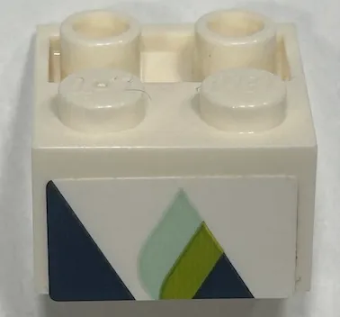 Slope, Inverted 45 2 x 2 with Hollow Round Bottom Tube with Dark Blue Triangles with Lime and Light Aqua Highlights Pattern Model Right Side (Sticker) - Set 60367