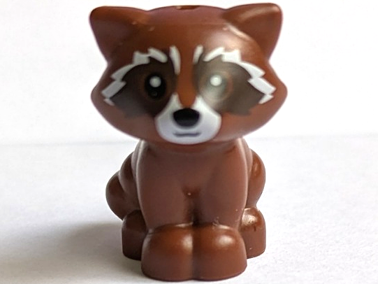 Raccoon, Friends Style with Black Nose and Mouth, White Muzzle and Eyebrows, Dark Brown Eye Patches Pattern