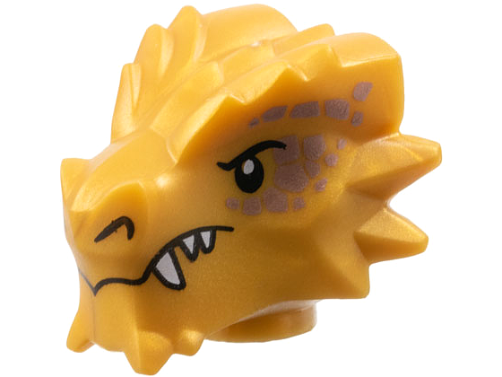 Minifigure, Head, Modified Dragon with Black Eyes and Nostrils, Copper Scales, White Sharp Teeth Pattern