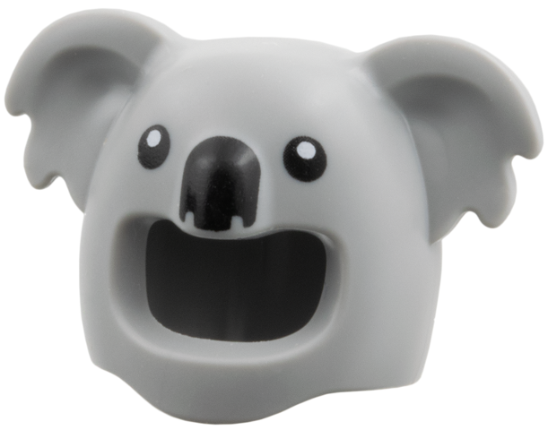 Minifigure, Headgear Head Cover, Costume Koala with Black Eyes and Nose Pattern