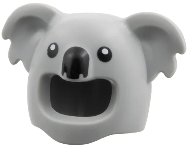 Minifigure, Headgear Head Cover, Costume Koala with Black Eyes and Nose Pattern