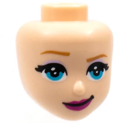 Mini Doll, Head Friends with Medium Nougat Eyebrows, Medium Azure Eyes and Magenta Lips with Smirk Wide Pattern