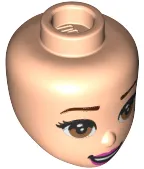 Mini Doll, Head Friends with Medium Nougat Eyes, Reddish Brown Eyebrows, Dark Pink Lips and Open Mouth Smile Pattern