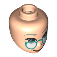 Mini Doll, Head Friends with Light Bluish Gray Eyes and Dark Turquoise Glasses Pattern