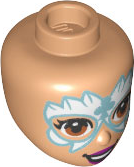 Mini Doll, Head Friends with Metallic Light Blue and White Face Paint, Magenta Lips, Open Mouth Smile Pattern