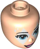 Mini Doll, Head Friends with Dark Azure Eyes, Dark Pink Lips and White Diamonds Face Paint Pattern